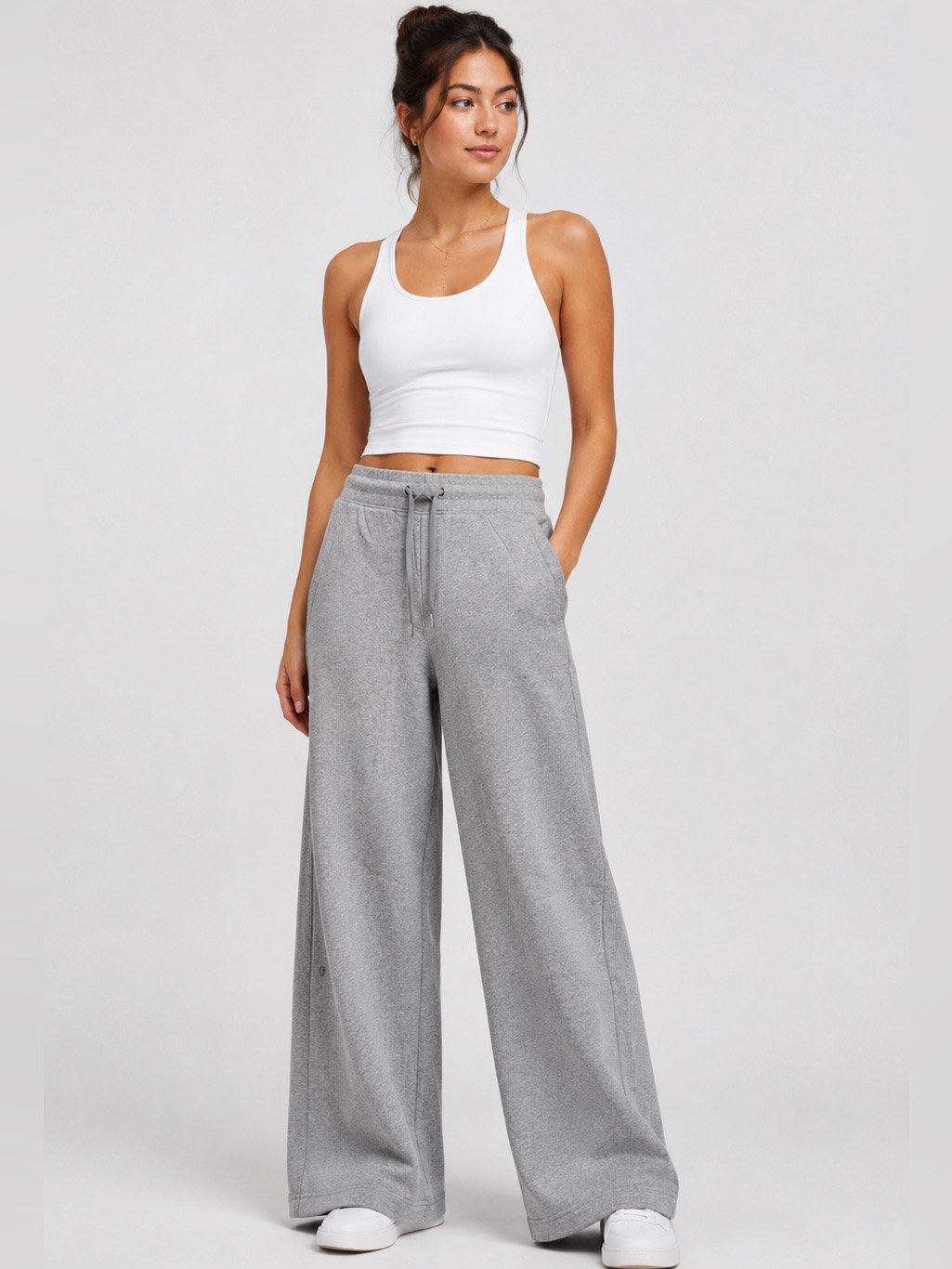 #737 Lululemon Nwt Scuba Mid-Rise Wide-Leg Pant Heathered Medium Grey Xl 31” Reg